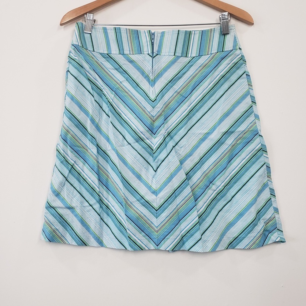 RAG Striped A Line Skirt Size 5 Blue Y2K Chevron Cotton Blend Made in USA Preppy - Picture 4 of 7